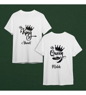 Kral & Kraliçe ( King & Queen ) Tasarımlı Tişört Kişiye Özel ( Unisex - Büyük - Çocuk )
