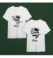 Kral & Kraliçe ( King & Queen ) Tasarımlı Tişört Kişiye Özel ( Unisex - Büyük - Çocuk )