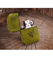 El Yapımı Hakiki Deri Kılıflı Zippo Çakmak (Yeşil)