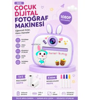 Fotoğraf Çıkaran Çocuk Dijital Fotoğraf Makinesi Tatlı Tavşan Tasarımlı