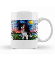 Tri Color Cavalier King Charles Spaniel Night 01 Kupa Bardak Porselen