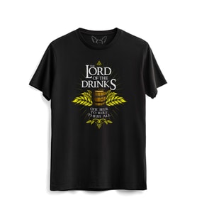 Lord Of Drinks Baskılı  Siyah Tshirt