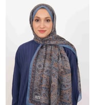 Luissa Soft Şal Etnik Desen İndigo Mavi