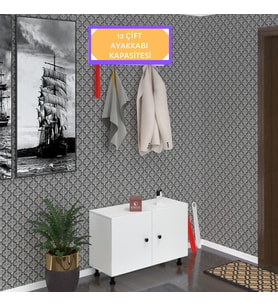 Kenzlife ayakkabılık galoş3 byzbyz 53*080*32 kapaklı 3 raflı 12 çift ayakkabı kapasitesi (Beyaz)
