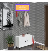 Kenzlife ayakkabılık galoş3 byzbyz 53*080*32 kapaklı 3 raflı 12 çift ayakkabı kapasitesi (Beyaz)