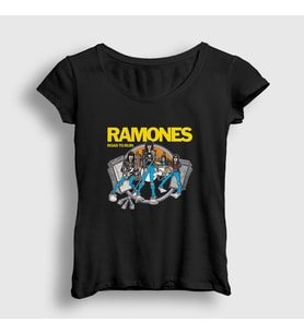 Presmono Kadın Siyah Road To Run Ramones T-Shirt 170429tt