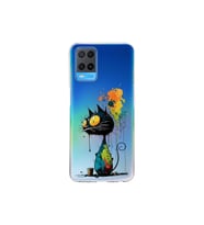 Oppo A54 4G ile Uyumlu Splash Kedi Tasarımlı Şeffaf Silikon Kılıf