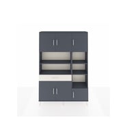 Arges Dolap 10 Raflı Tek Çekmeceli 6 Kapaklı 132x30x195 Antrasit-Antrasit/Aytaşı