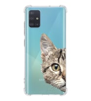Samsung Galaxy A51 Uyumlu Köşe Korumalı Antişok Kapak Catface Tasarımlı Şeffaf Silikon Kılıf