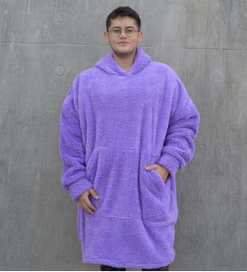 Evde Rahatlık İçin Oversize Giyilebilir Battaniye – Unisex Kapüşonlu Model (Lila)