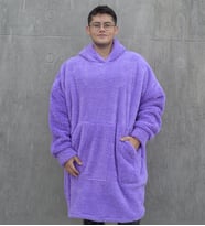 Evde Rahatlık İçin Oversize Giyilebilir Battaniye – Unisex Kapüşonlu Model (Lila)