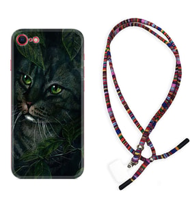 Apple iPhone 5 6 7 8 Plus Se XR Kılıf Boyun Asklı Rasta Silikon Flowers Cat 1345