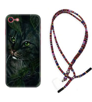 Apple iPhone 5 6 7 8 Plus Se XR Kılıf Boyun Asklı Rasta Silikon Flowers Cat 1345
