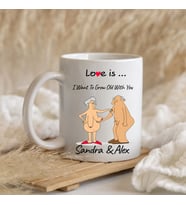 Kişiye Özel İsimli Sevgililer Günü Kupası - Love Is I Want To Grow Old With You Esprili Kupa Bardak