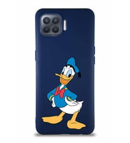 Oppo Reno 4 Lite Soft Premier Kapak Donald Duck-C Tasarımlı Silikon Kılıf - Lacivert (Şeffaf)