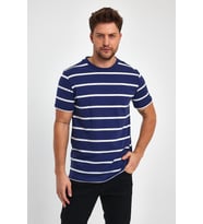 ALEXANDERGARDI ÇİZGİLİ LACİVERT REGULAR FİT T-SHİRT (E23-00148)