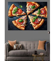 Dilimlenmiş Taze Pizzalar Mutfak Tablosu Dekoratif Kanvas - Mdf Ahşap Tablo