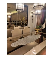 Damla Runner Salon Oda Sehpa Masa Örtüsü Fransız Güpürlü Çeyizlik Gri (Gri)