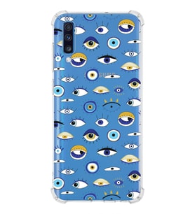 PrintiFy Samsung Galaxy A70 Uyumlu Nazar Boncuğu 2 Baskılı Şeffaf Köşe Korumalı Antişok Kılıf