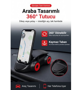 360 Derece Dönebilen Ayarlanabilir Araç İçi Araba Telefon Tutucu