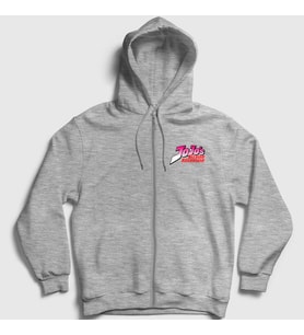 Presmono Unisex Gri Logo Anime Jojo Fermuarlı Kapüşonlu Sweatshirt 322777tt (Gri)