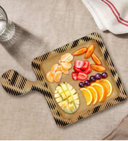 BK Gift Modern Art Tasarımlı Kare Şeklinde Doğal Ahşap Servis ve Sunum Tabağı Model 17