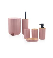 The Mia Stripe Banyo Seti Pembe 6 Parça BNY0027