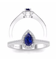 0,50 Karat Pırlantalı Damla Safir Yüzük