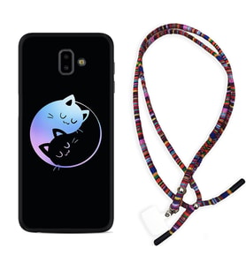 Samsung J6 Plus J7 Prime J7 Pro M20 Kılıf Boyun Asklı Rasta Silikon Love Cats 1604