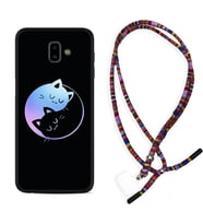 Samsung J6 Plus J7 Prime J7 Pro M20 Kılıf Boyun Asklı Rasta Silikon Love Cats 1604