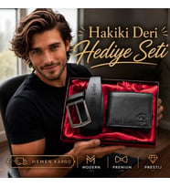 Hakiki Deri Erkek Cüzdan & Kemer - Kişiye Özel Tasarım - Eşe, Sevgiliye, Babaya, Arkadaşa Hediye Seti