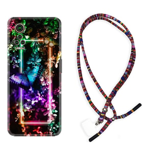 General Mobile GM 21 Pro GM 22 Pro Plus Kılıf Boyun Asklı Rasta Silikon Butterfly Neon 1684