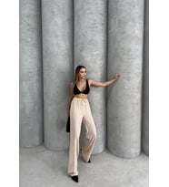 Çımalı keten pantolon