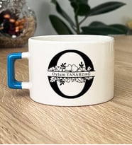 Kişiye Özel O Baş Harfli Hediye Lüks Fincan İsimli İsim Yazılı İsme Özel (Mavi)