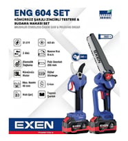 EXEN ENG 604 SET - 21V 4Ah Kömürsüz Şarjlı Testere & Makas Set