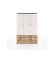 Arges Dolap 5 Raflı 6 Çekmeceli Tek Askılı 132x30x195 Antrasit-Aytaşı/Çam