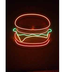 Hamburger Burger Neon led tabela duvar dekoru