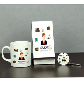 Avukat Üçlü Set (Kupa + Telefon Standı + Anahtarlık) 004