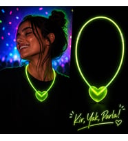 Neon Işıklı Fosforlu Kalp Parti Kolyesi Yeşil Renk