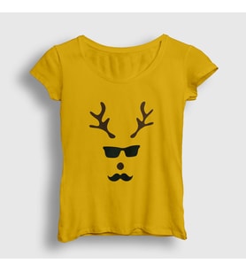 Presmono Kadın Sarı Male Deer Yılbaşı T-Shirt 271521tt (Sarı)