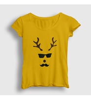 Presmono Kadın Sarı Male Deer Yılbaşı T-Shirt 271521tt (Sarı)