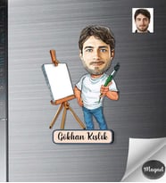Kişiye Özel Ressam Erkek Ahşap Magnet -1