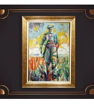 Altın Varaklı Çerçeveli Paspartulu Atatürk Tablo nl02A214 (Gold)