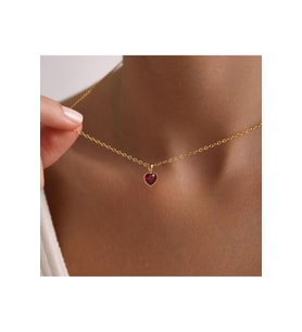 Kırmızı Minimal Kolye 925 Ayar (Gold)