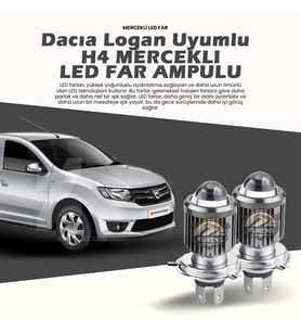 Dacia Logan Araca Özel Far Seti Mercek Led Xenon Uzun kısa Çift Renk