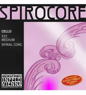 Thomastik S31 Spirocore Medium Set Çello Teli Esnek Spiral Çelik Çekirdek, Krom Sarım, Uzun Ömürlü ve Güçlü Ses Projeksiyonu