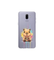 Samsung Galaxy J8 ile Uyumlu Splash Kapibara Tasarımlı Şeffaf Silikon Kılıf