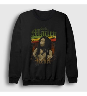 Presmono Unisex Siyah Rebel Bob Marley Sweatshirt 265687tt