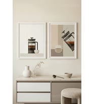 Minimalist Kahve Keyfi French Press 2’li Ahşap Çerçeveli Tablo Seti
