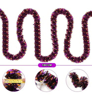 Mor Turuncu Renk 4 Cm Genişlik Garland Çift Renk Sim Süs 180 Cm